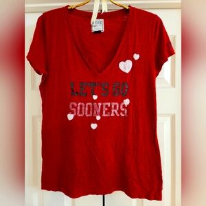 PINK OU Sooner Collegiate V-neck T-shirt